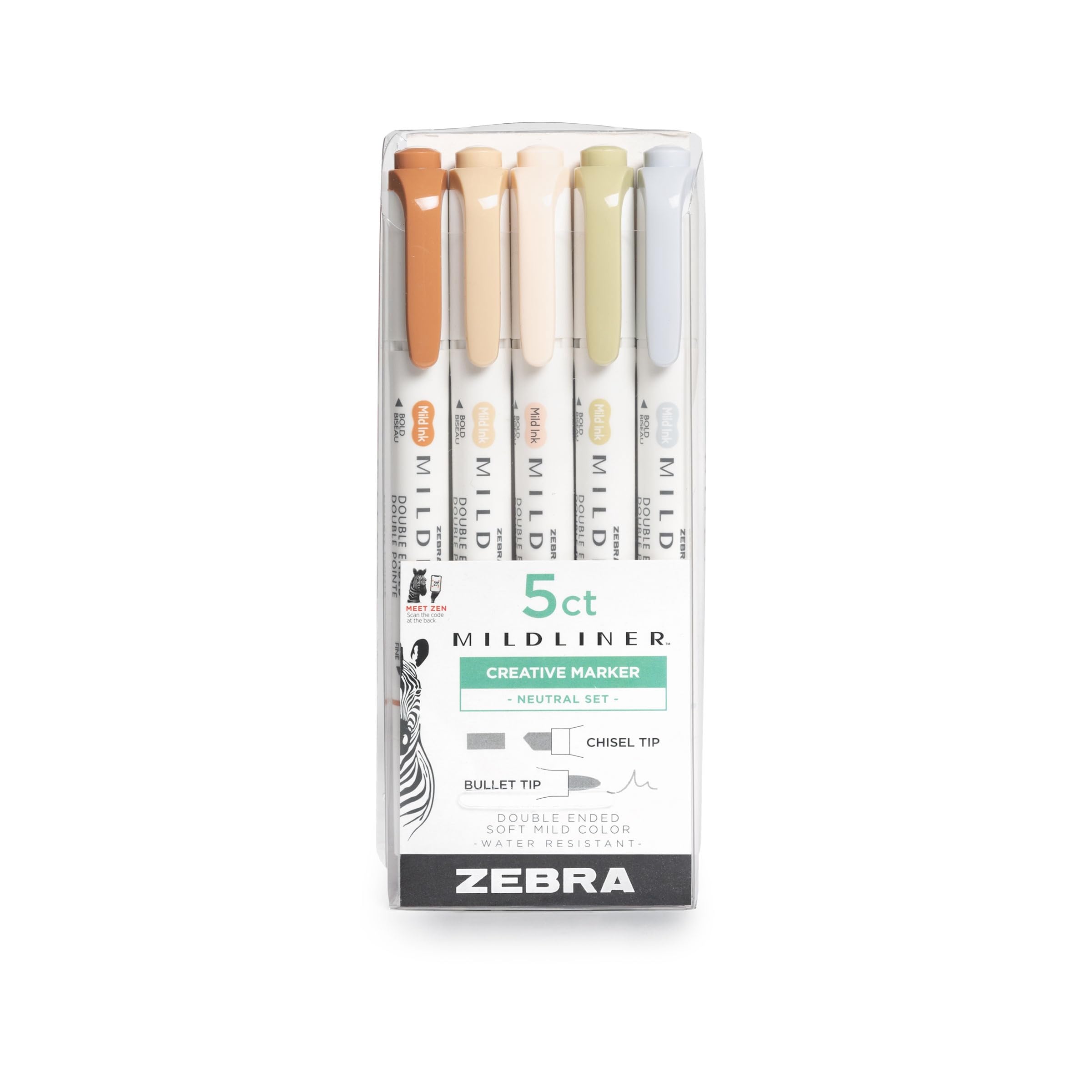 Zebra Pen Mildliner Double-Ended Highlighter Set, Broad And Fine Point Tips, No Bleed Bible Assorted Neutral Vintage Ink Colors,